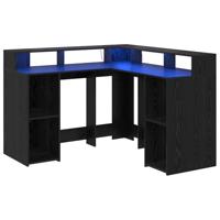 Bureau met plank Zwart eiken 130 x 130 x 91 cm Bewerkt hout - thumbnail