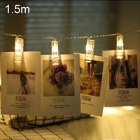 1 5 m Warm wit licht foto Clip LED Fairy String licht 10 LEDs 2 x AA batterijen vak ketens decoratieve licht Lamp voor thuis hangende figuren DIY Pa - thumbnail