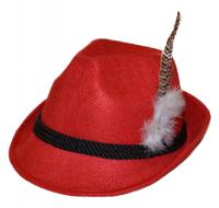 Partychimp jagershoed Tirol heren vilt rood one-size - thumbnail