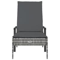 Ligbed met kussen poly rattan grijs - thumbnail