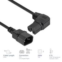 ACT Netsnoer C14 - C15 (haaks rechts) IEC60320 zwart 0.6 m - thumbnail