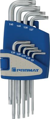 Promat/Tecwerk Haakse schroevendraaierset | 9 delig T9-T45 | kunststof houder - 4000825113