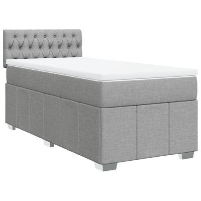 Boxspring met matras stof lichtgrijs 140x200 cm - thumbnail