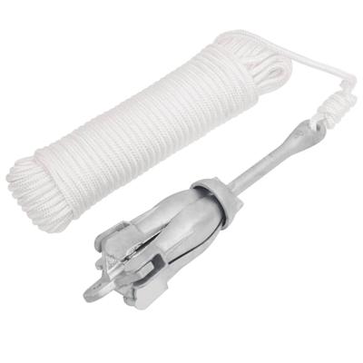 Anker met touw inklapbaar 3,2 kg smeedijzer zilverkleurig