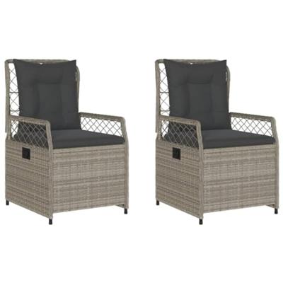 Tuinstoelen 2 st verstelbaar poly rattan lichtgrijs - thumbnail