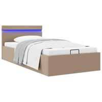 Bedframe met opslag en LED kunstleer cappuccino 100x200 cm - thumbnail