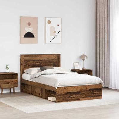 Bedframe met hoofdeinde Oudhout 120 x 190 cm Massief grenenhout