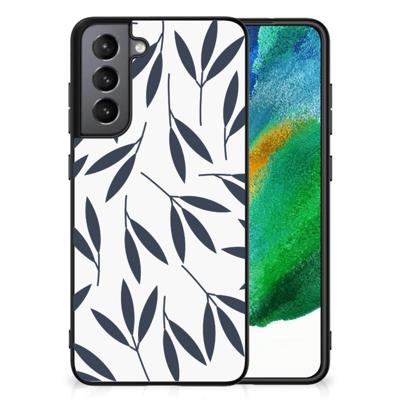 Samsung Galaxy S21FE Bloemen Hoesje Leaves Blue Samsung Galaxy S21FE Bloemen Hoesje Leaves Blue