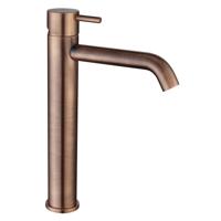 Salenzi Wastafelkraan Opbouw Hoog Giro Gegalvaniseerd Geborsteld Messing Zwart Chroom - thumbnail