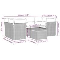7-delige Loungeset met kussens poly rattan beige - thumbnail