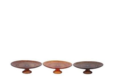 Dayah earthy terra glass plate on foot 15x8cm ass p/1 nm Daan Kromhout design - Daan kromhout design