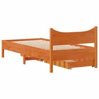 Bedframe met lades massief grenenhout wasbruin 90x200 cm - thumbnail