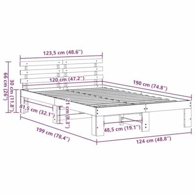 Bedframe met hoofdeinde Naturel 120 x 190 cm Massief grenenhout