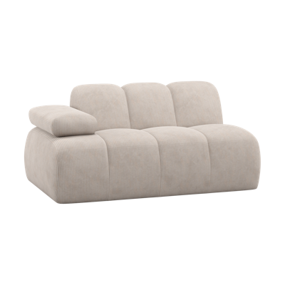 Woood Mojo 1,5-zits bank arm links ribstof Ecru