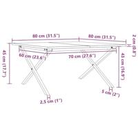 Salontafel X-frame 80x80x45 cm massief grenenhout en staal - thumbnail