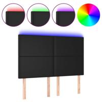 Hoofdbord LED 144x5x118/128 cm kunstleer zwart - thumbnail