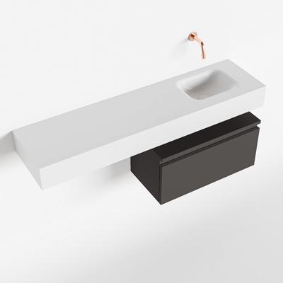 MONDIAZ ANDOR 60cm toiletmeubel dark grey. LEX 120cm wastafel talc rechts geen kraangat