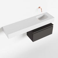 MONDIAZ ANDOR 60cm toiletmeubel dark grey. LEX 120cm wastafel talc rechts geen kraangat - thumbnail