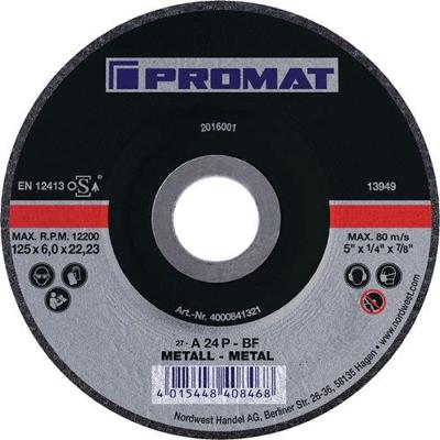 Promat /tecwerk afbraamschijf | d125xs6mm | gebogen staal | gat 22,23 mm - 4000841321 Promat /tecwerk afbraamschijf | d125xs6mm | gebogen staal | gat 22,23 mm - 4000841321
