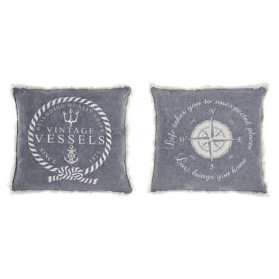 Kussen DKD Home Decor Blauw Wit Franjes Mediterrane Navy 45 x 10 x 45 cm (2 Stuks)