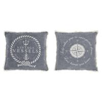 Kussen DKD Home Decor Blauw Wit Franjes Mediterrane Navy 45 x 10 x 45 cm (2 Stuks) - thumbnail