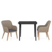 3-delige Tuinset met kussens bruin - thumbnail