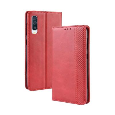 Magnetische Buckle retro textuur horizontale Flip lederen case voor Galaxy A50 met houder & kaartsleuven & portemonnee (rood)