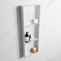 MONDIAZ EASY Nis 89,5x29,5cm in solid surface kleur Linen | Talc. 3 vakken geschikt voor in- of opbouw - thumbnail
