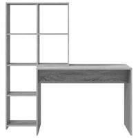 Bureau met plank Grijs sonoma 138.5 x 55 x 143 cm Bewerkt hout - thumbnail