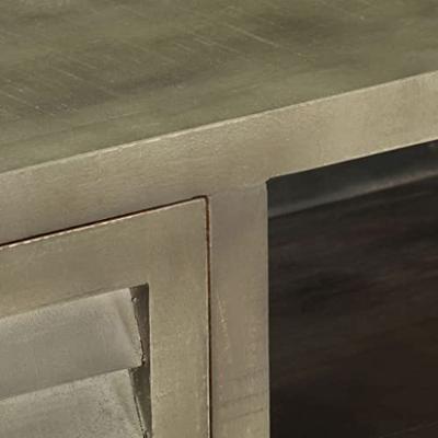 VidaXL Tv-meubel 110x30x48 cm massief mangohout met messing grijs