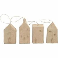 Creativ Company Huisjes van papiermache, 4st. - thumbnail