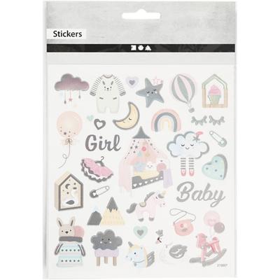 Creativ Company Stickers, baby girl, vel 15x16,5 cm, ca. 30 stuk, 1 vel