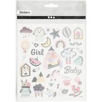 Creativ Company Stickers, baby girl, vel 15x16,5 cm, ca. 30 stuk, 1 vel - thumbnail