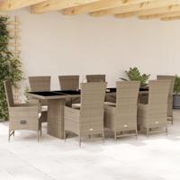 9-delige Tuinset met kussens poly rattan beige - thumbnail