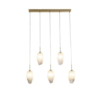 Searchlight 5-lichts hanglampRocky met wit glas - 23145-5SB