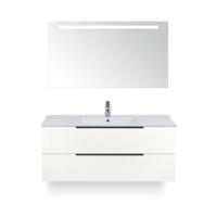 Seville Badmeubelset 120 cm - 2 laden Wit Hoogglans Edge - Wastafel Enjoy Enkel - met Sence Spiegel - thumbnail