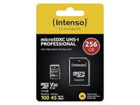 Intenso Professional miniSDXC-kaart Retail 256 GB Class 10, UHS-I U3, v30 Video Speed Class Watervast, Temperatuurbestendig - thumbnail