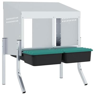 Kippennestkast 2 compartimenten met poten gegalvaniseerd staal