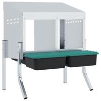 Kippennestkast 2 compartimenten met poten gegalvaniseerd staal - thumbnail