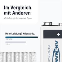 Ansmann maxE 6LR61 Oplaadbare 9V batterij (blok) NiMH 8.4 V 300 mAh 1 stuk(s) - thumbnail