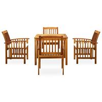 5-delige Tuinset met kussens massief acaciahout - thumbnail