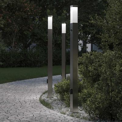 Bolderverlichting met sensor en stopcontact 3 stuks 110 cm roestvrij staal IP44