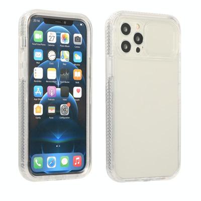 Sliding Camera Cover Design Schokbestendig TPU Frame + Clear PC Case Voor iPhone 13 Pro (Transparant)