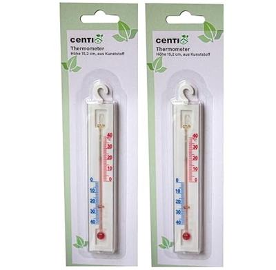 Kunststof Thermometer Wit voor binnen of buiten set van 2 stuks