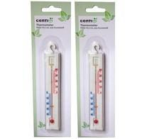 Kunststof Thermometer Wit voor binnen of buiten set van 2 stuks - thumbnail