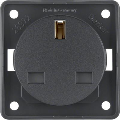Hager berker Integro wandcontactdoos British standard, antraciet
