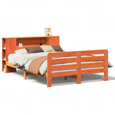 Bedframe zonder matras massief grenenhout wasbruin 135x190 cm