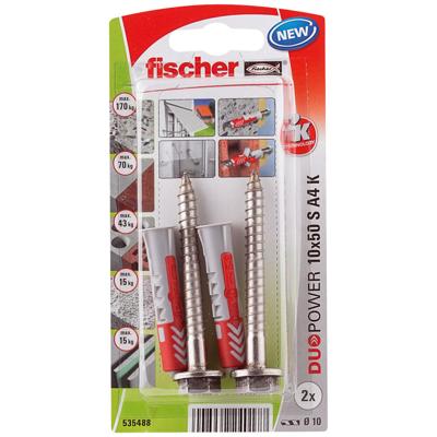 Fischer 535488 DuoPower 10 x 50 S A4 K NV Deuvelset 50 mm 10 mm 1 set(s) Fischer 535488 DuoPower 10 x 50 S A4 K NV Deuvelset 50 mm 10 mm 1 set(s)