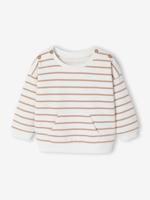 Sweater geboorte in gestreepte fleece met opening bij de schouders ecru - thumbnail