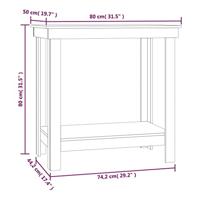 VidaXL Werkbank 80x50x80 cm massief grenenhout wit - thumbnail